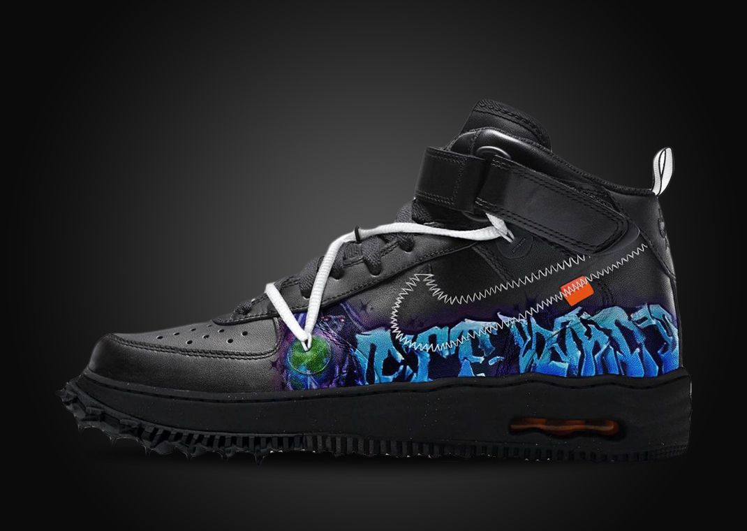 Off-White x Nike Air Force 1 Mid "Black Graffiti" (mock-up)