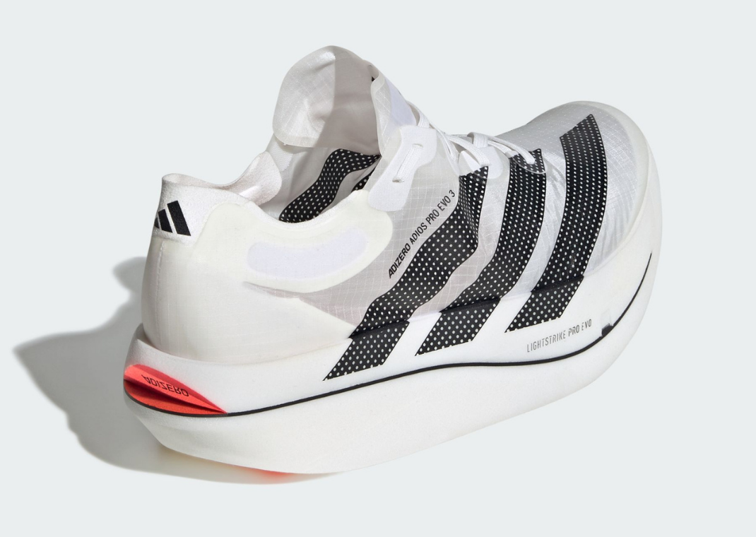 adidas Adizero Adios Pro Evo 3 White Black - Heel Angle