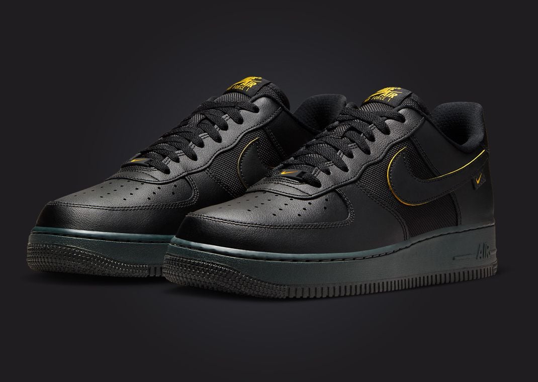 Black and yellow af1 low best sale