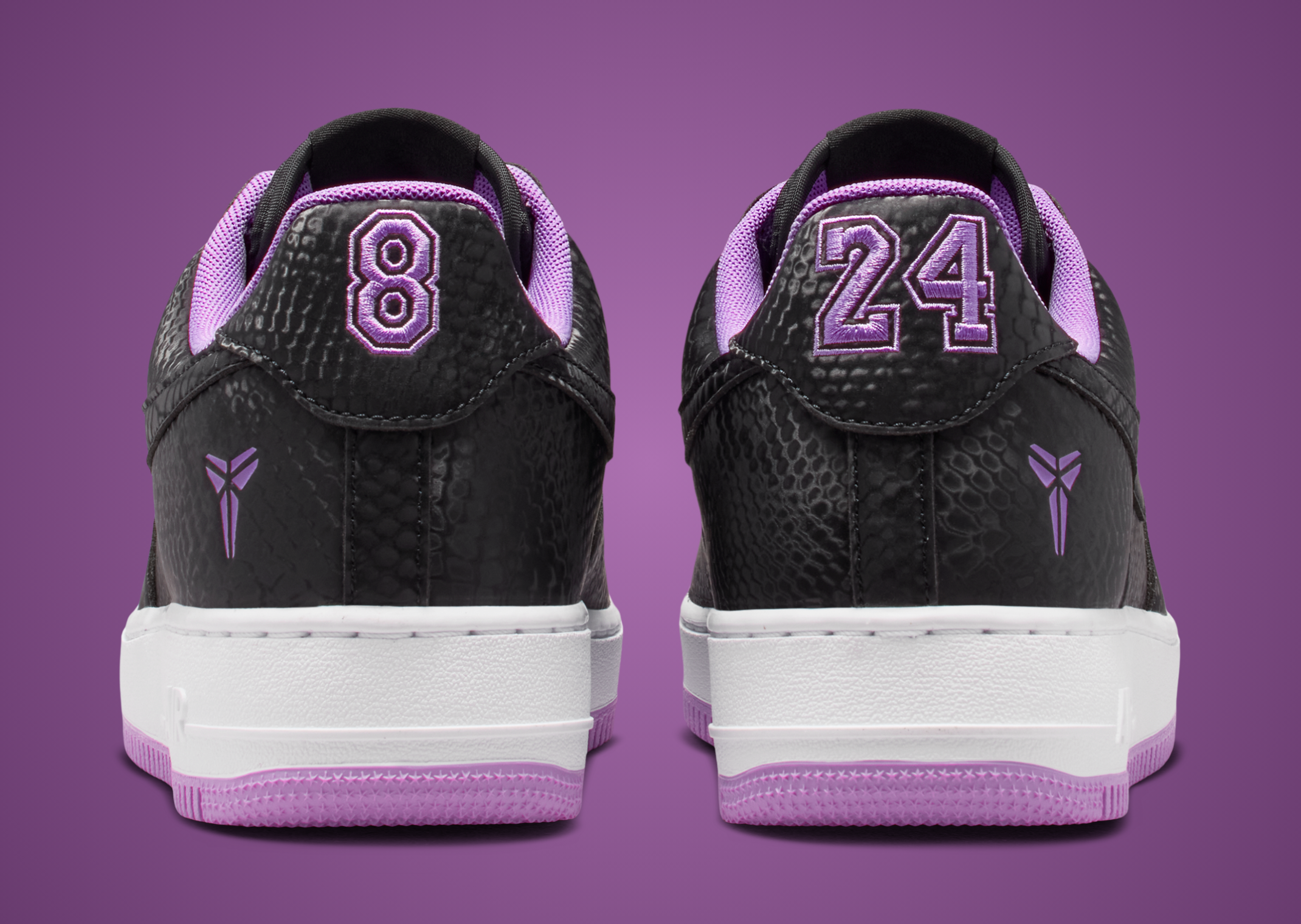 Nike Kobe Air Force 1 Low Black Purple Stardust heel 