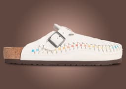 Kith x Birkenstock Boston Braided Pack Antique White Tie Dye Lateral