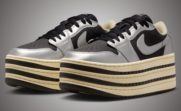 The Platform Air Jordan 1 Low Triple Stack Shines in Silver for Summer