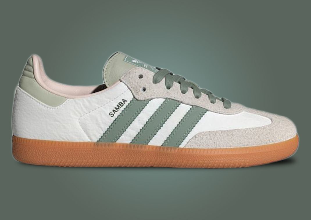 The adidas Samba OG Cloud White Silver Green Releases March 2024