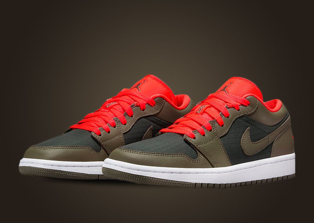 Air Jordan 1 Low SE Light Olive Bright Crimson (W)