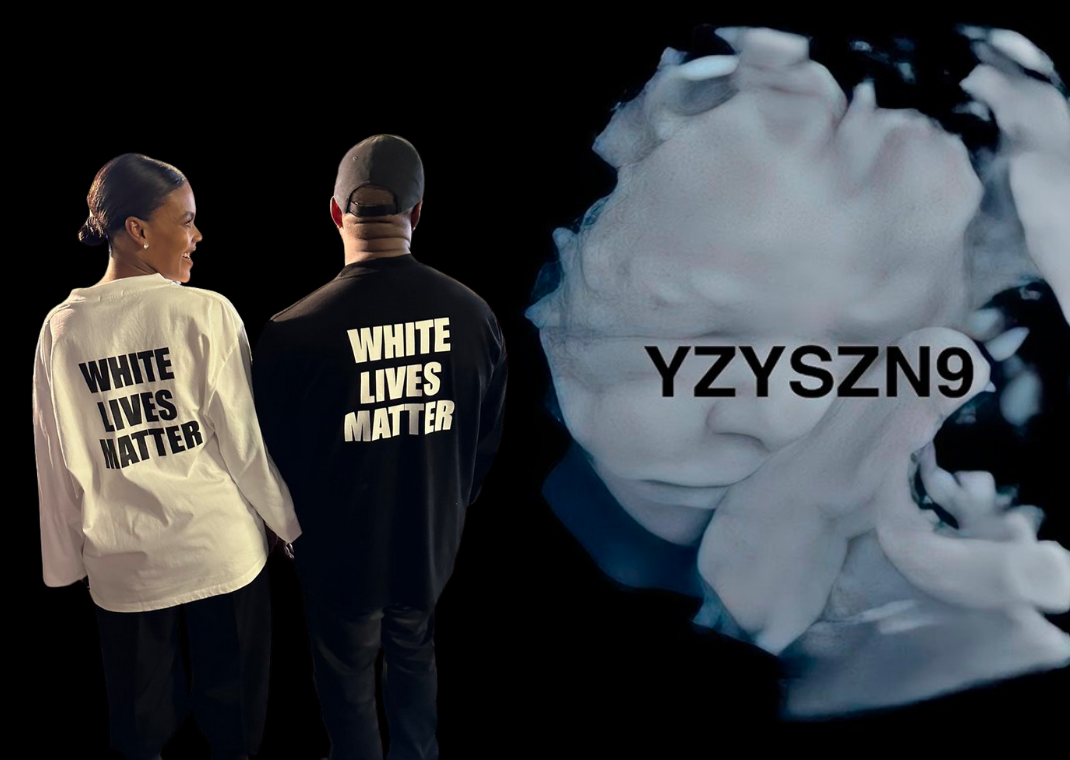 Candace Owens (left) And Ye (Right) Wearing The Controversial "White Lives Matter" Shirt From Yeezy Season 9
