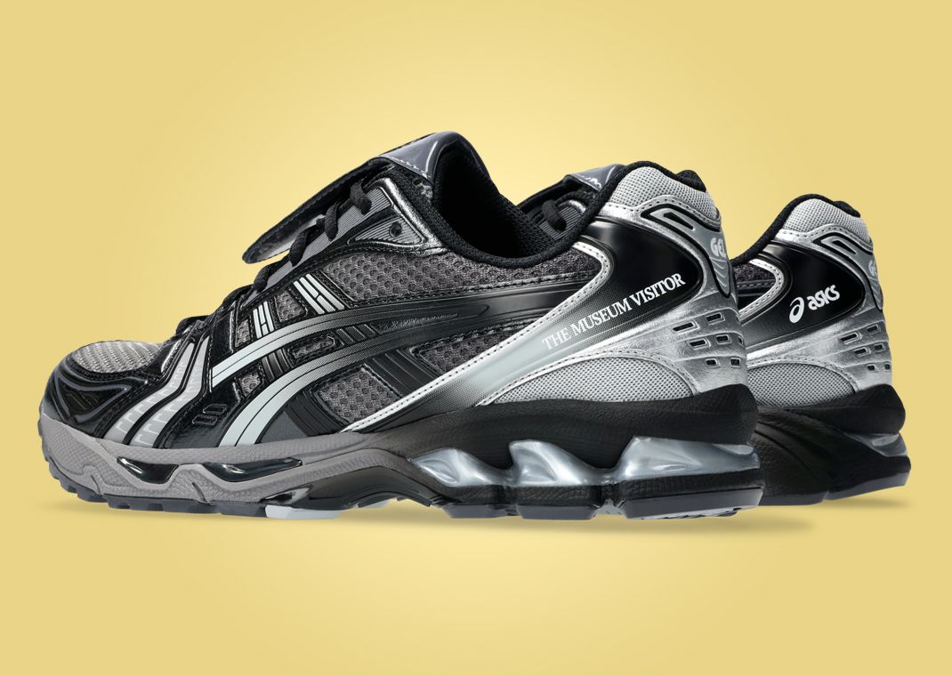 The Museum Visitor x Asics Gel-Kayano 14 Black Grey Heel Angle