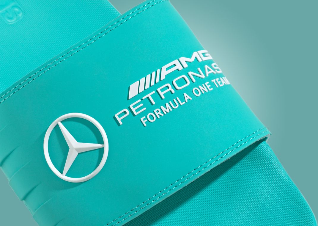 Mercedes AMG Petronas Formula One Team x adidas Adilette Comfort Semi Mint Rush Strap