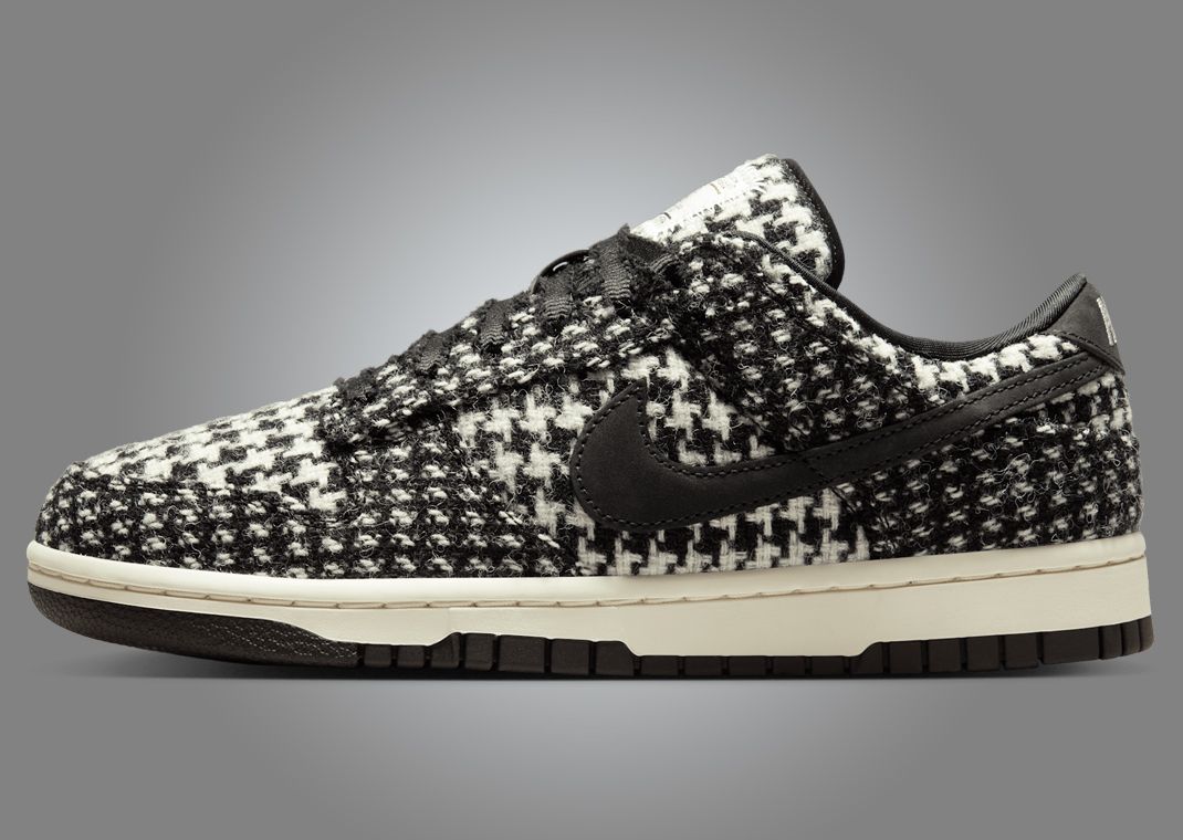 Harris Tweed x Nike Dunk Low Black White (W) Lateral