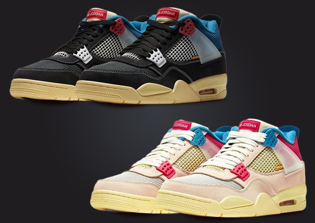 Union LA x Air Jordan 4 "Off Noir" (top) and "Guava Ice" (bottom)