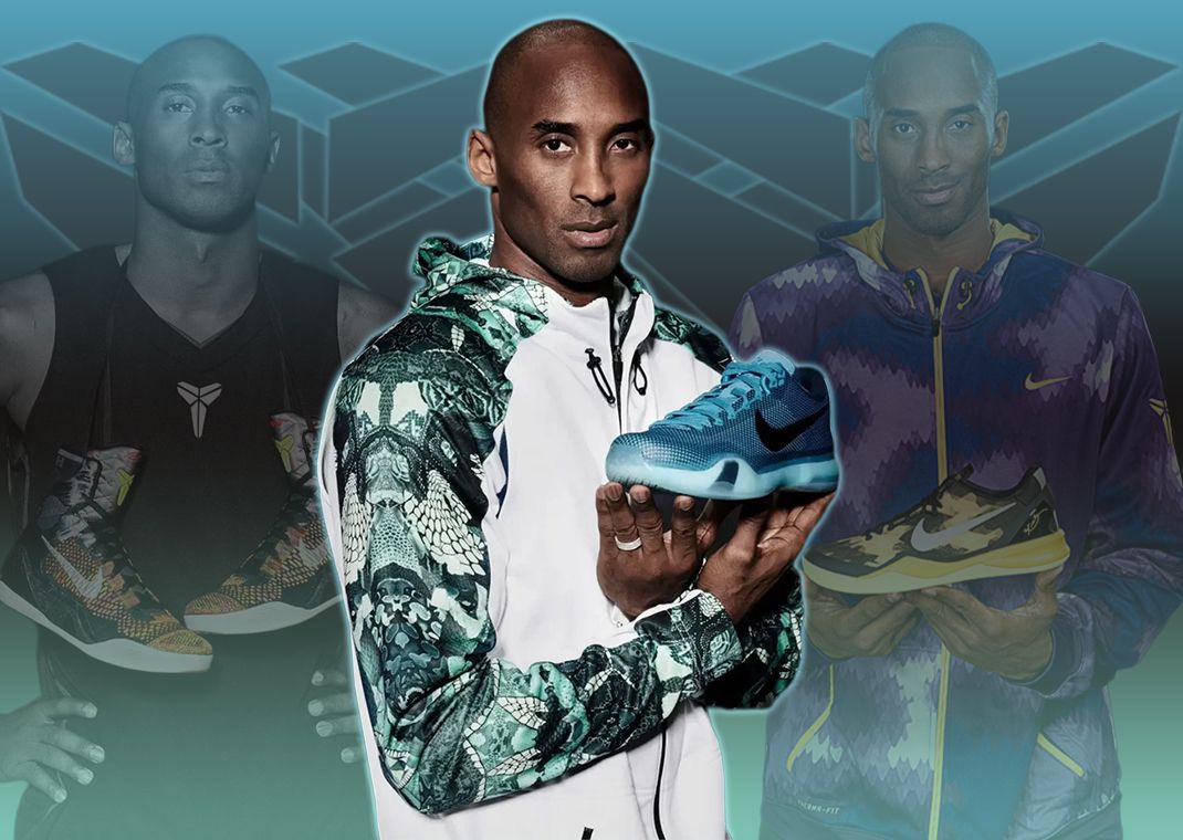 Kobe Bryant holding up the Nike Kobe 10