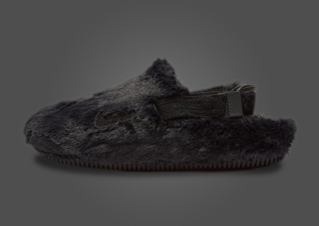 Nike Calm Mule Fur Black Lateral