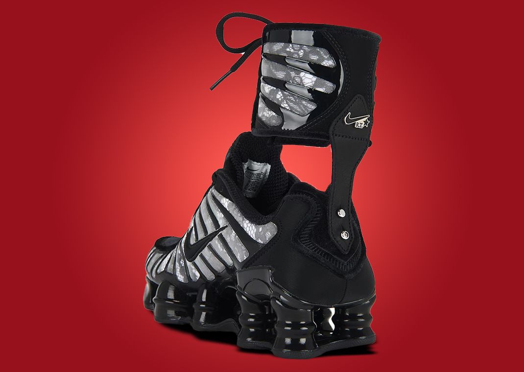 Riccardo Tisci x Nike Shox TL SP Black White (W) Heel Angle
