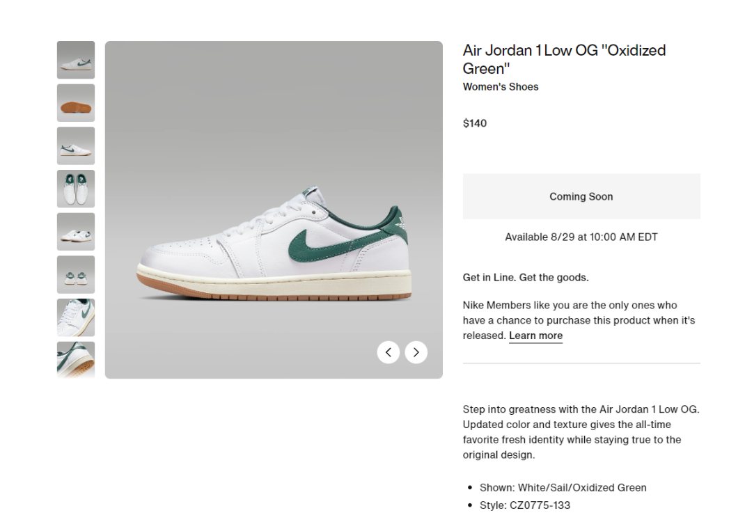 Air Jordan 1 Retro Low OG Oxidized Green Nike Page