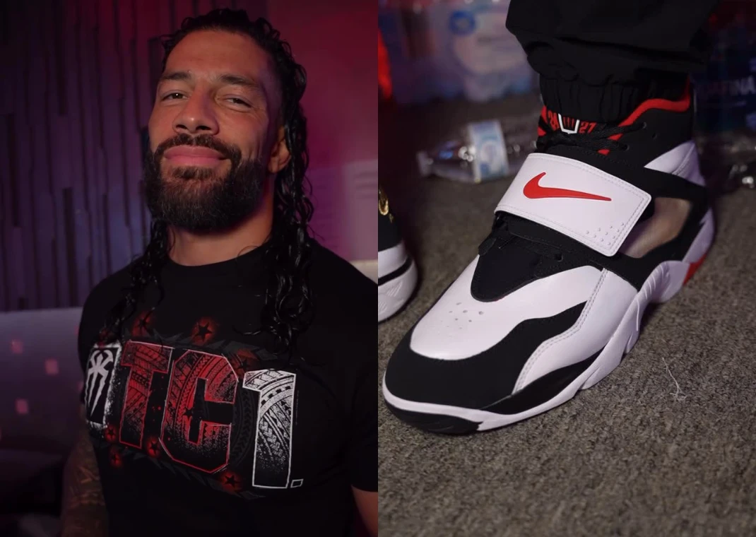 Roman Reigns wearing the Nike Air Diamond Turf 49ers