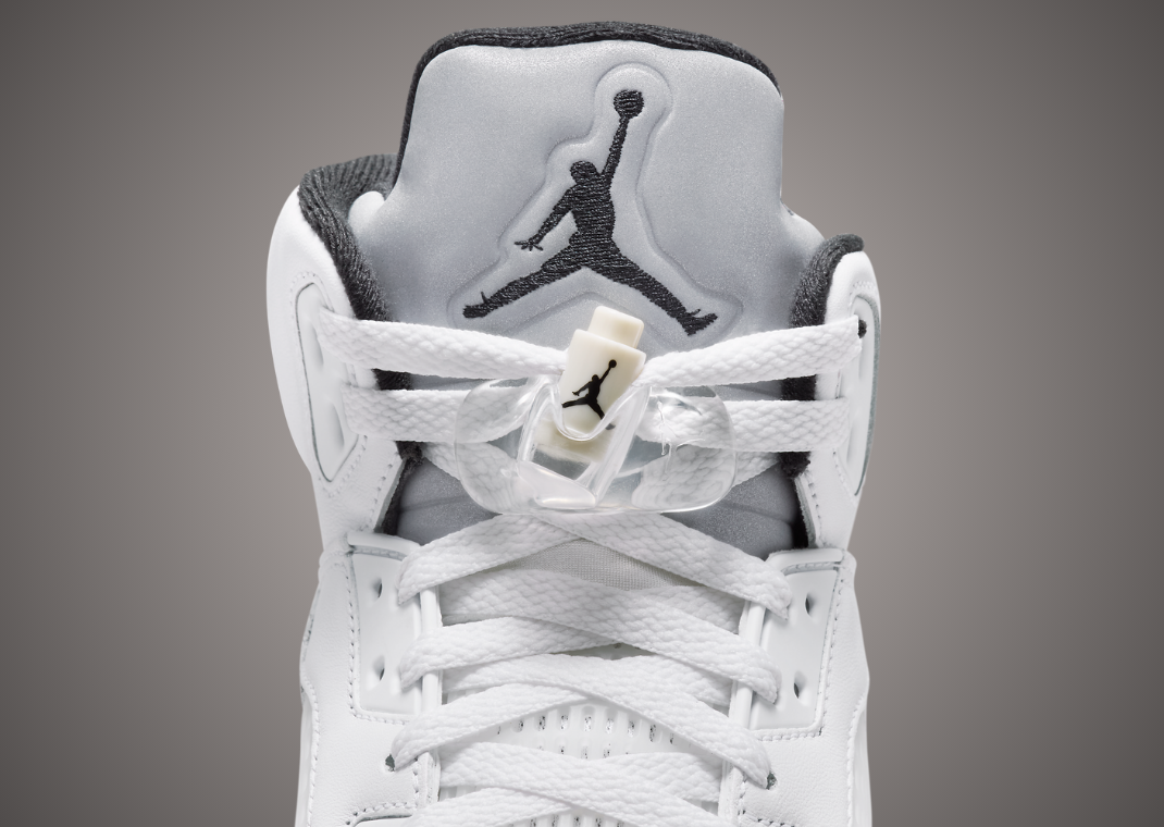 Air Jordan 5 Retro White Metallic Black Tongue Detail