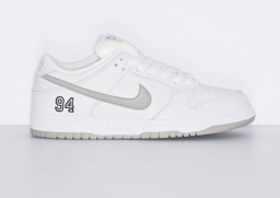 Supreme x Nike SB Dunk Low White Metallic Silver Lateral
