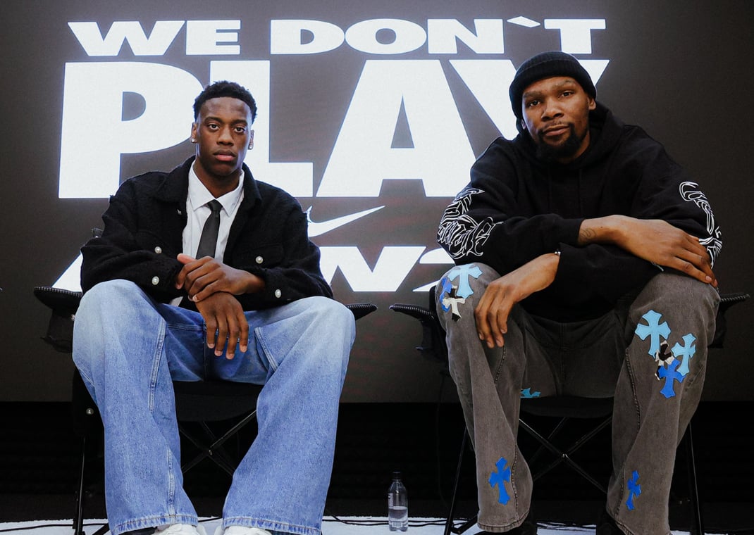 AJ Dybansta (left) with Kevin Durant (right)