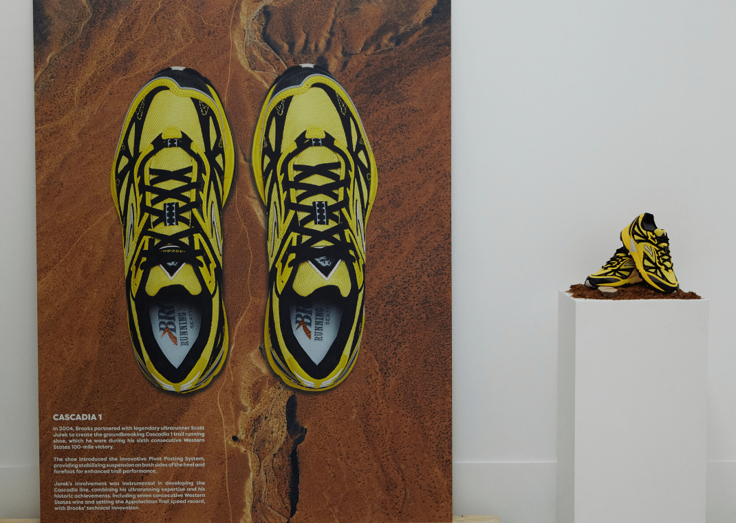 Brooks Cascadia 1 on display at the Brooks Paris Fashion Week showroom