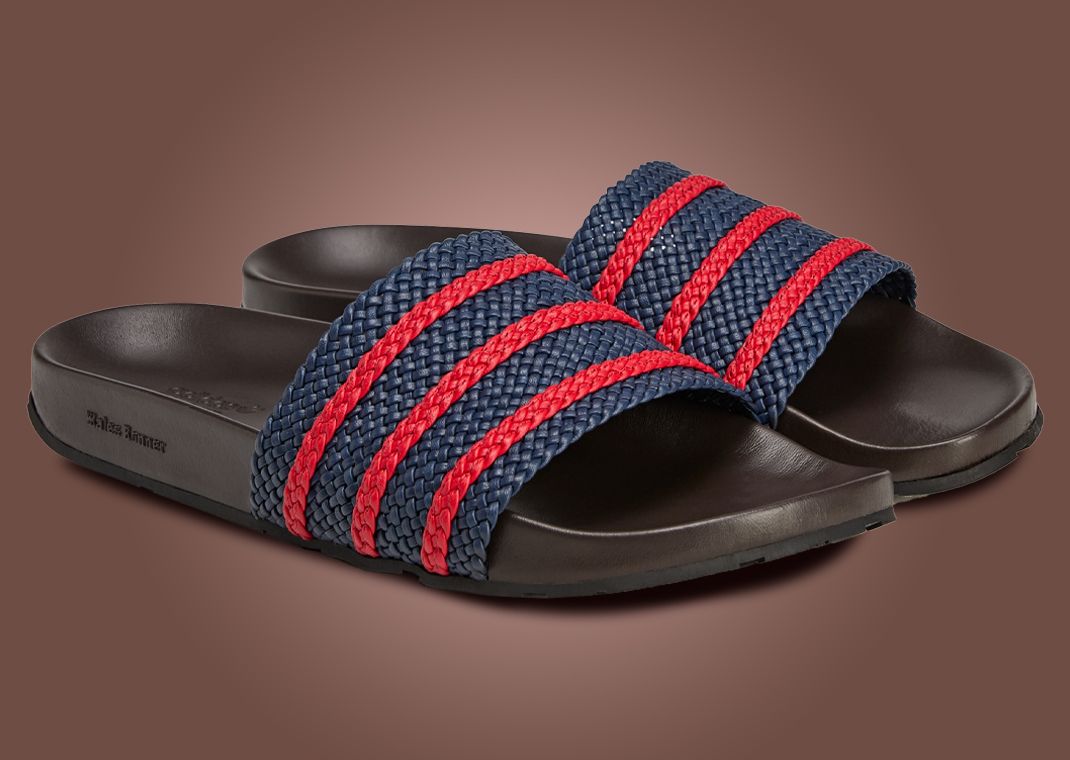 Wales Bonner x adidas Adilette Slide Blue Red - Angle