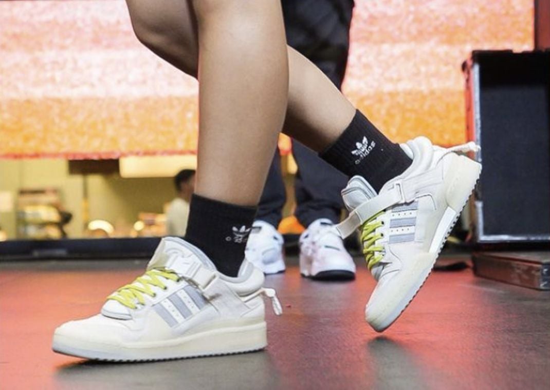 Marena Sofía Wearing The Bad Bunny x adidas Forum Buckle Low "Triple White"