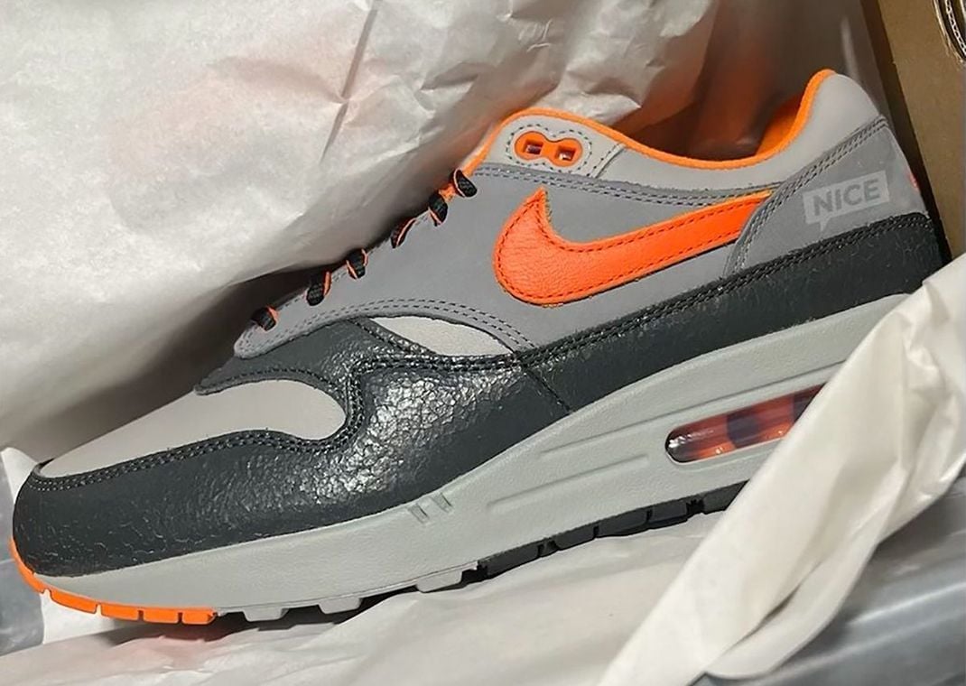 HUF x Nike Air Max 1 Anthracite Brilliant Orange In-Hand