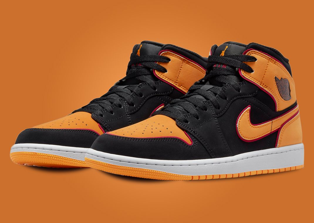 Air Jordan 1 Mid SE Black Vivid Orange Cardinal Red