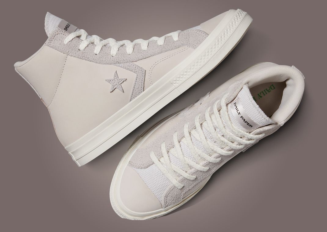 Daily Paper x Converse Star Player 76 Hi White Sand Lateral and Top