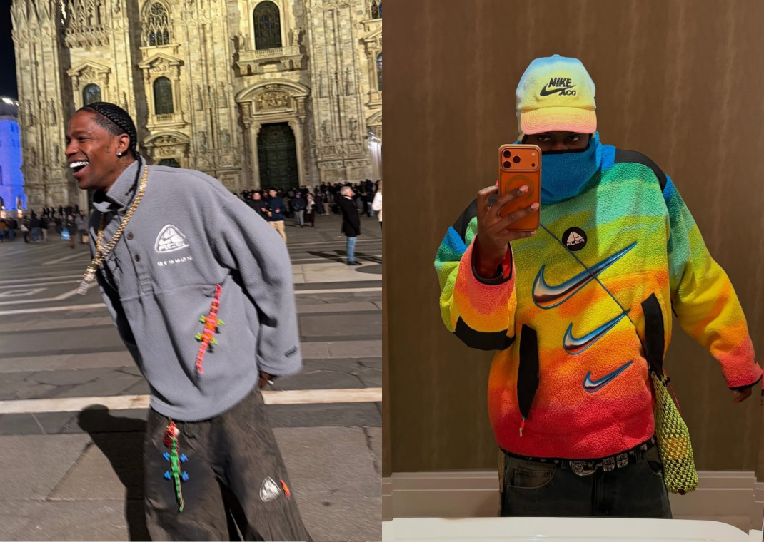 Travis Scott (left) and Lil Yachty (right) wearing piece from the CPFM x Nike ACG collection