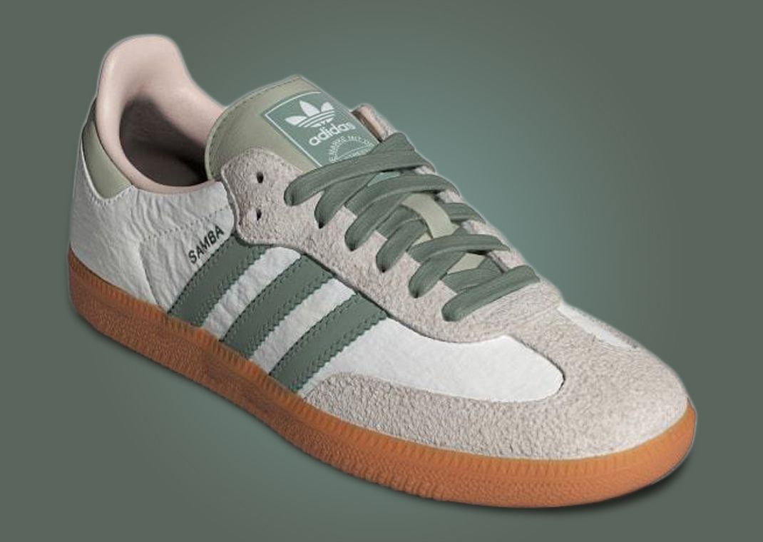 adidas Samba OG Cloud White Silver Green Angle