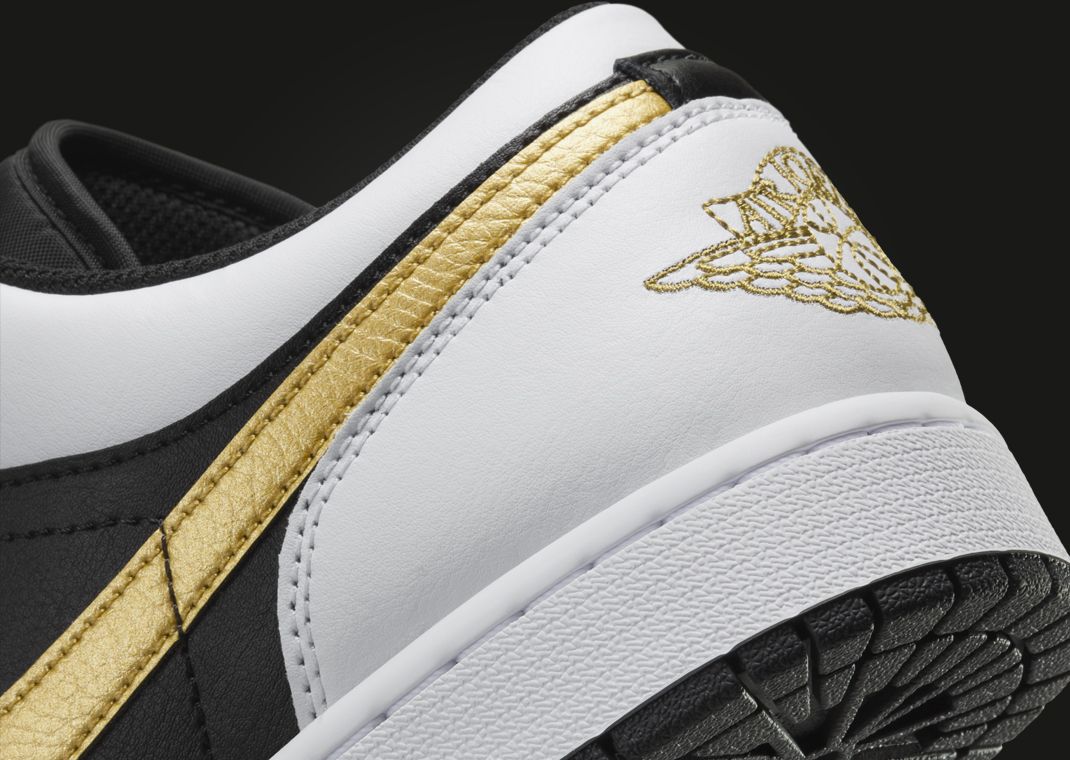 Air Jordan 1 Low White Black Metallic Gold Heel