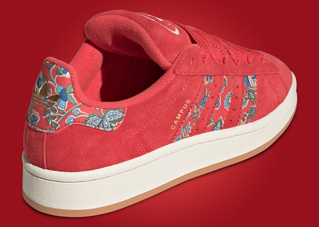Liberty London x adidas Campus 00s Semi Lucid Red (W) Heel Angle