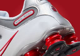 Nike Shox NZ White Sport Red Metallic Silver - Heel Detail