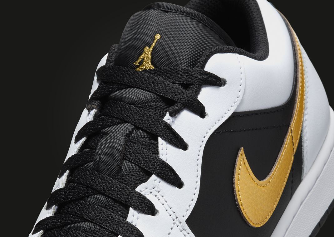 Air Jordan 1 Low White Black Metallic Gold Tongue