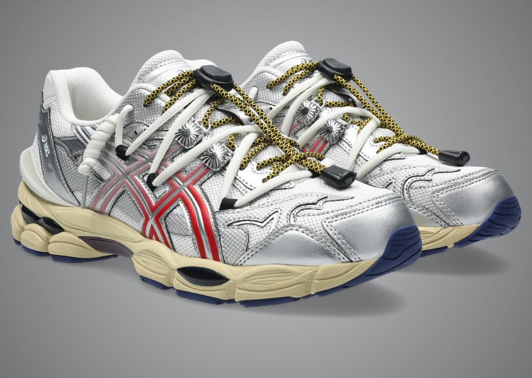 Toga Archives x Asics Gel-Cumulus 16 White Metallic Silver Red - Angle
