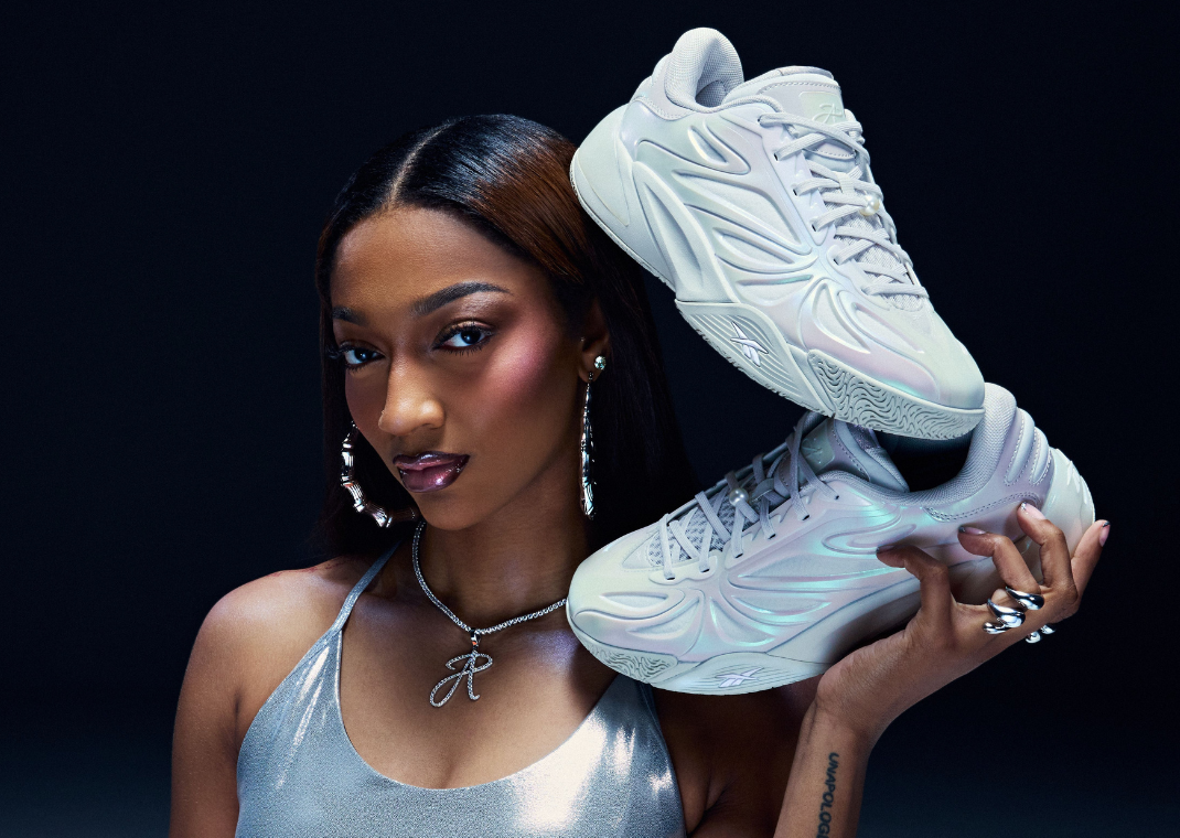 Angel Reese with her signature sneaker, the Reebok Angel Reese 1