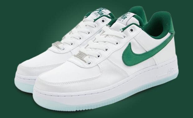 The Nike Air Force 1 Low Satin White Green Brings Luxe Vibes