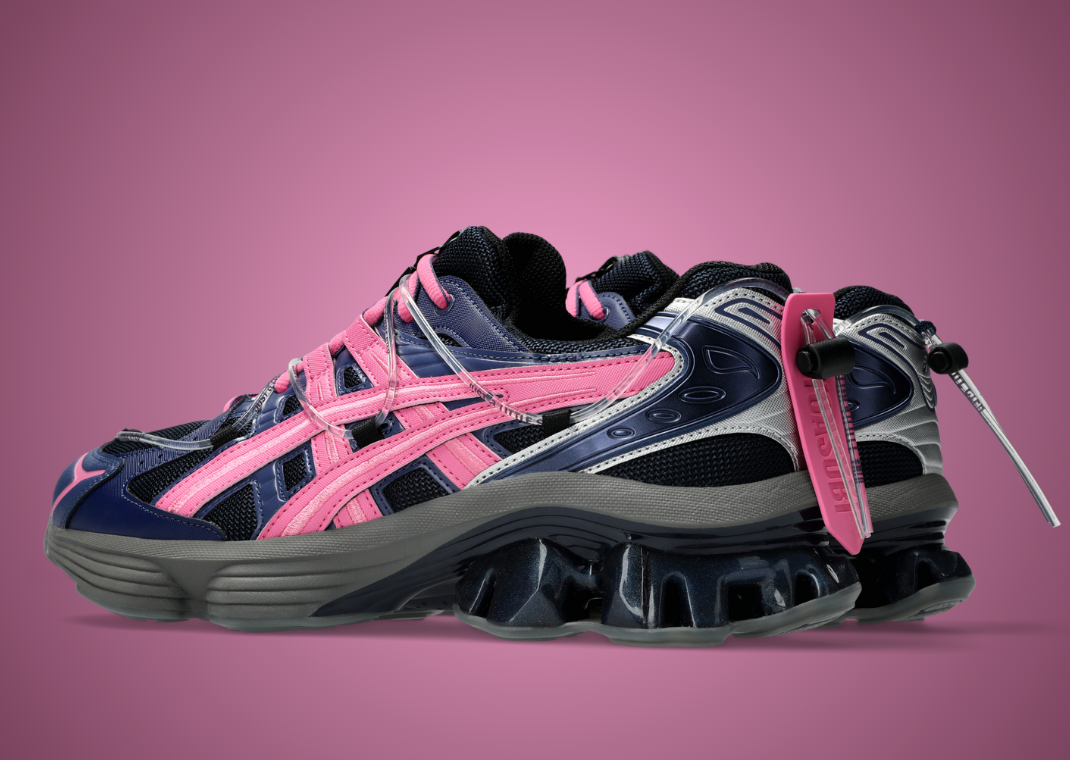 YOASOBI x Asics Gel-Kinetic Fluent Navy Pink - Heel Angle