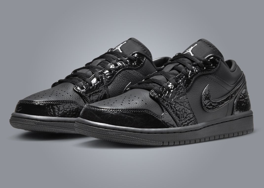 The Women s Air Jordan 1 Low Patent Elephant Black Releases July 2024