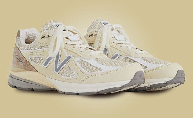 The New Balance 990v4 Made in USA Cream Tan Releases July 27