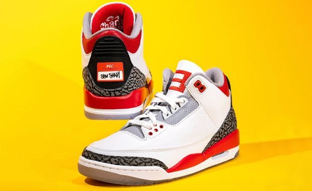 Detailed Look at Eminem’s Air Jordan 3 Fire Red Super Bowl LVI PE