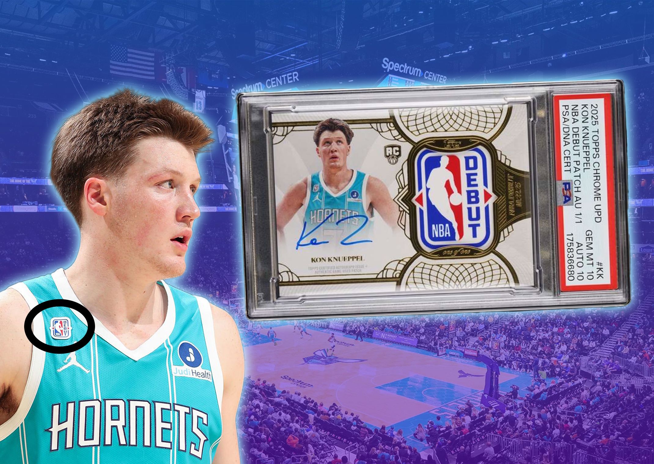 Kon Knueppel's 2025-26 Topps Rookie Debut Patch Autograph card