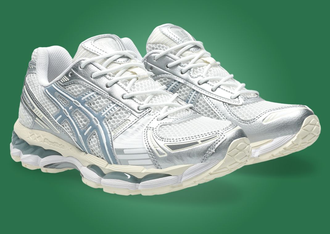 Asics Gel-Kayano 12.1 Metallic Silver Ice Blue Angle