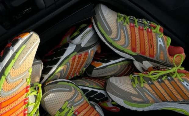 Larry June packed a Ferrari with His adidas Adistar Control 5 Collab