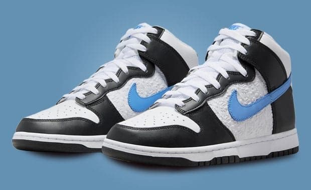 The Dunk High EMB Appears In Black University Blue And White