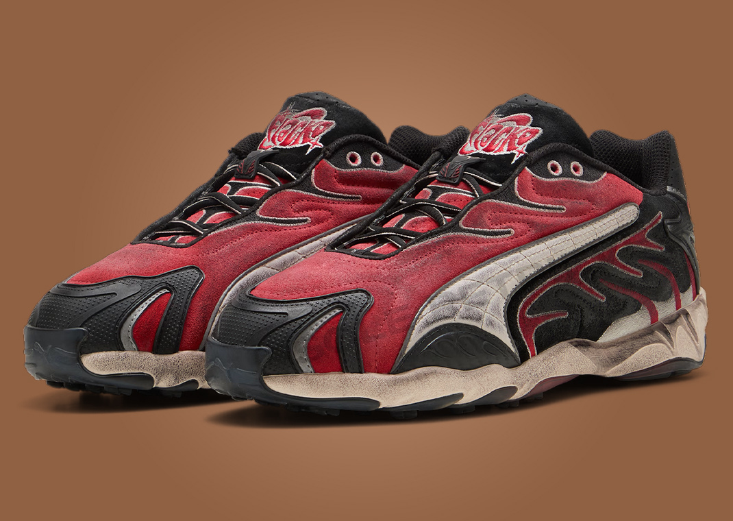 A$AP Rocky x Puma Inhale Distressed Red Black Angle