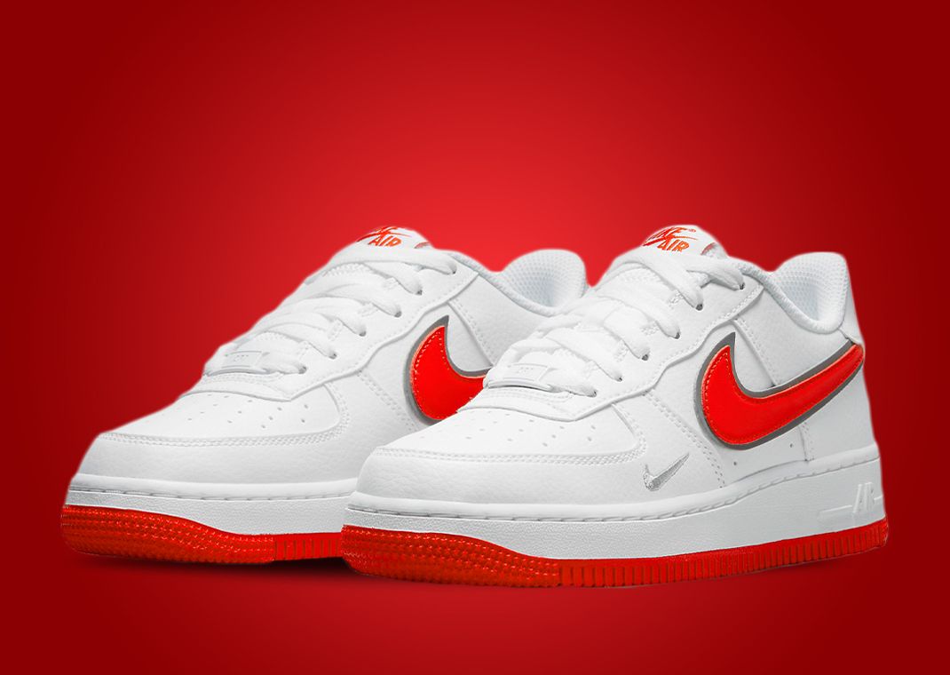 Nike Air Force 1 Low White Habanero Red (GS)