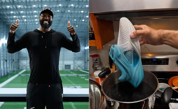 Baron Davis (left) and a prototype of his Easy PZ shoe