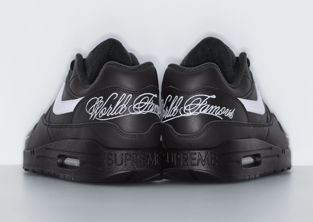 Supreme x Nike Air Max 1 '87 SP Black White Heel