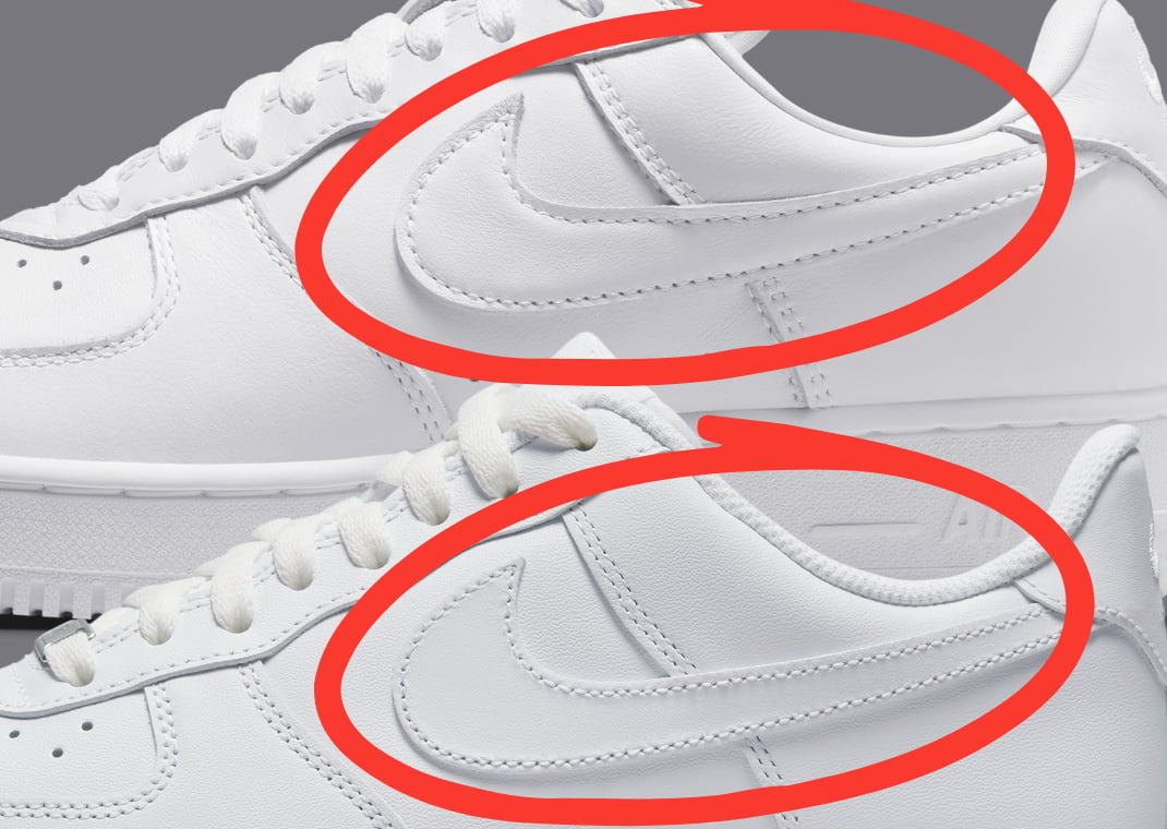 Nike Air Force 1 Low '01 (top) vs Nike Air Force 1 Low '07 (bottom)