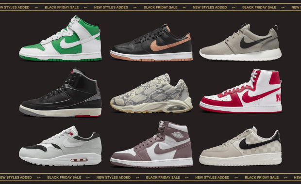 Graphic Showcasing Some Of The Best Sneakers On Sale For Nike's Black Friday